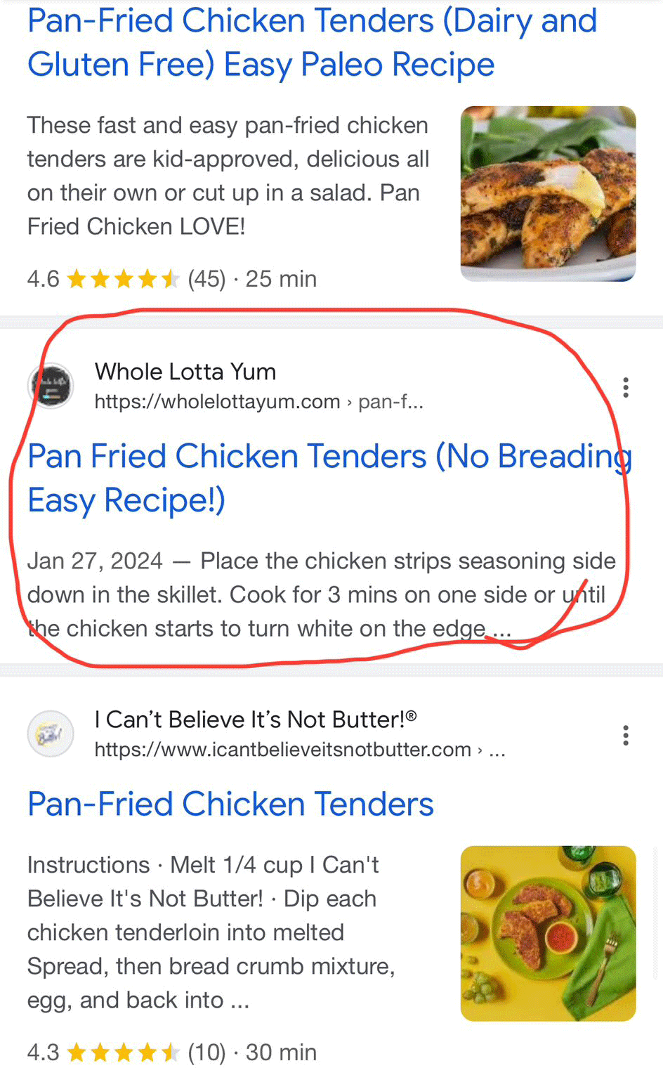 Image de recette Google manquante