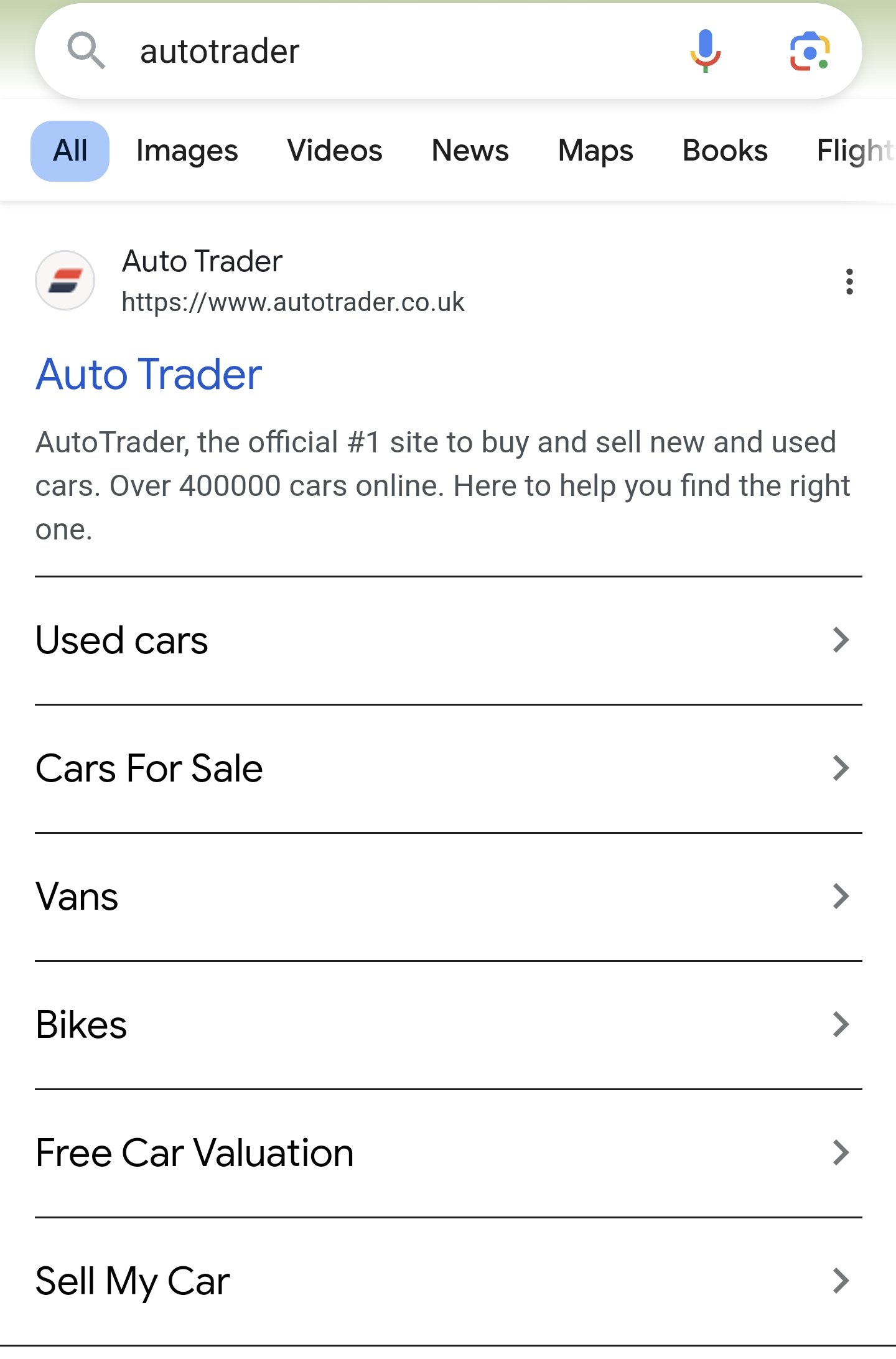 Lignes complètes des liens annexes Google