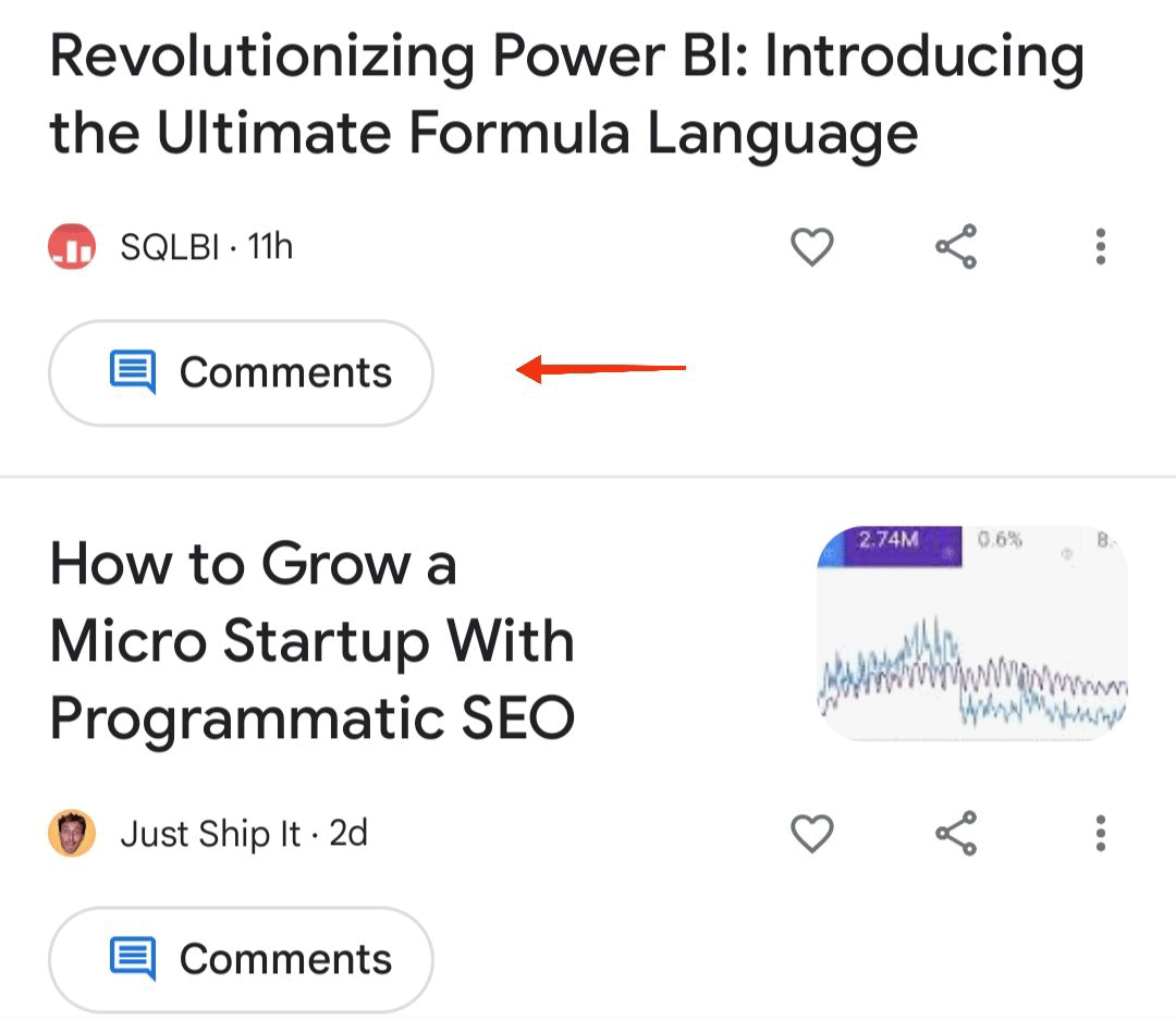 Remarques sur le bouton Commentaires Google
