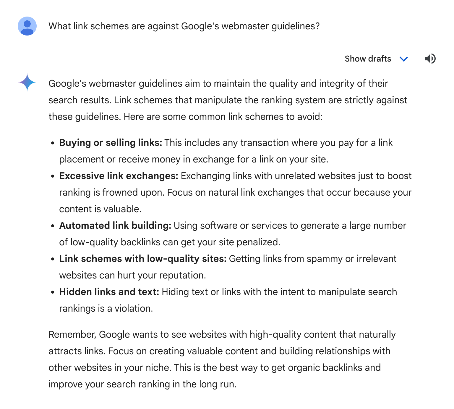 Google Gemini sans liens
