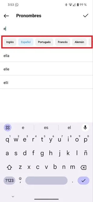 Sélectionnez un pronom
