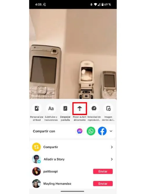 Défilement automatique TikTok