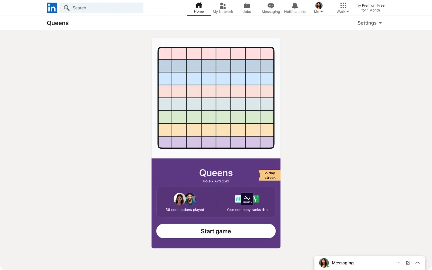 Jeu des Reines sur LinkedIn
