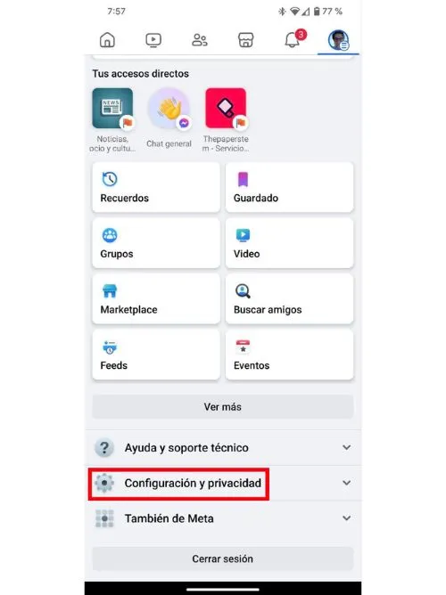 Paramètres Facebook