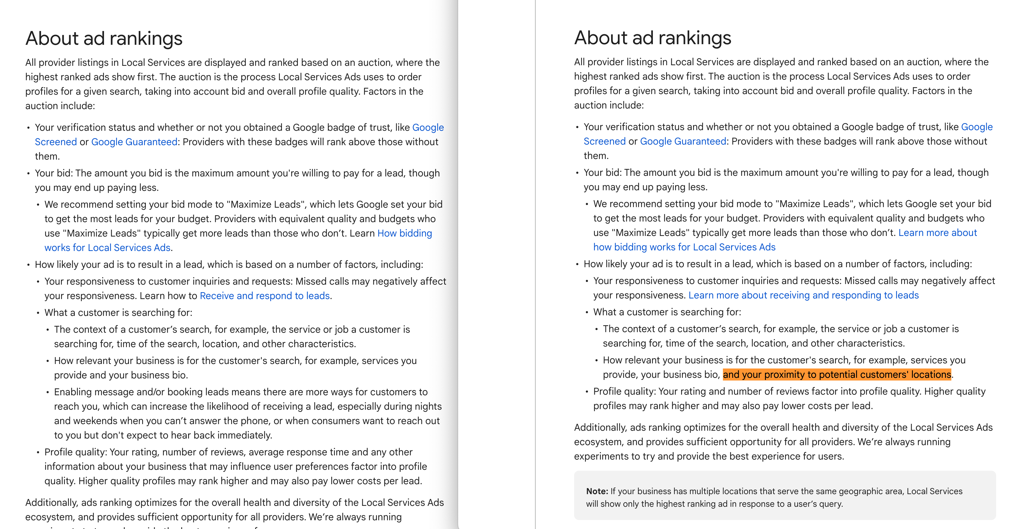 Google Local Service Ads Classement des annonces Proximité
