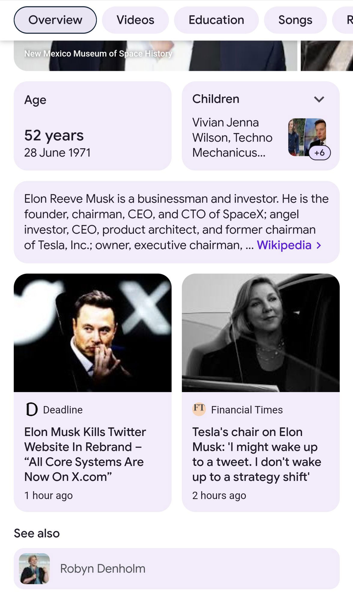 Panneaux de connaissances Google Voir aussi