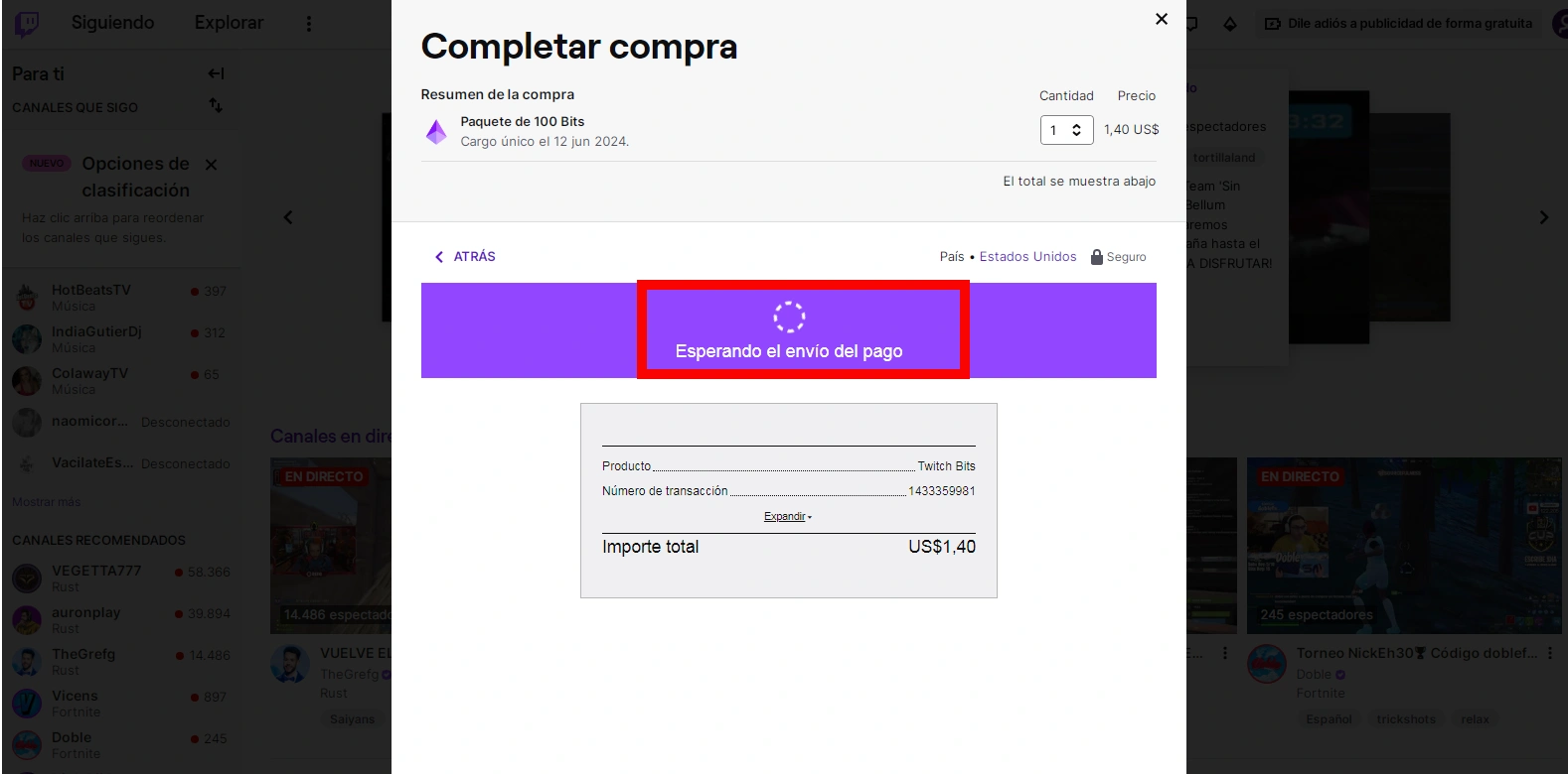 photo de la façon de finaliser le paiement des bits