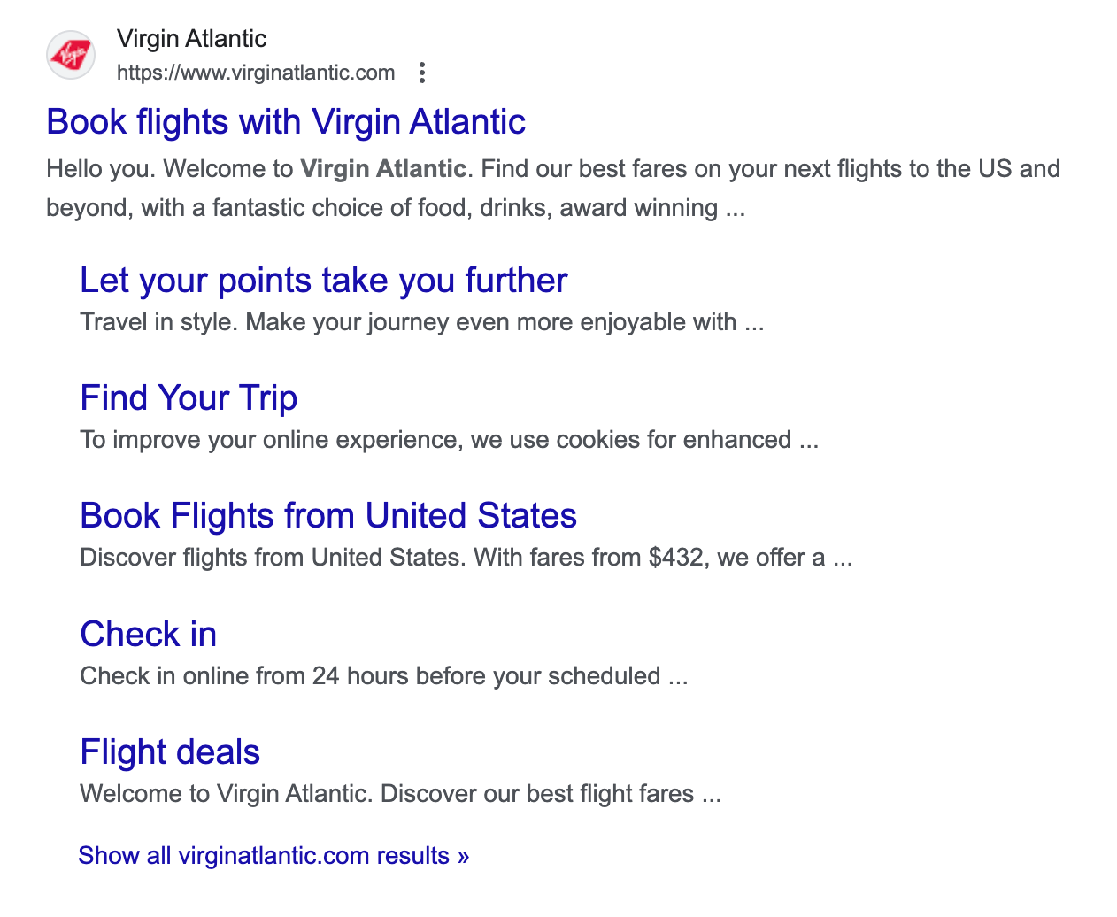 Police d'extrait de code Google Virgin normale