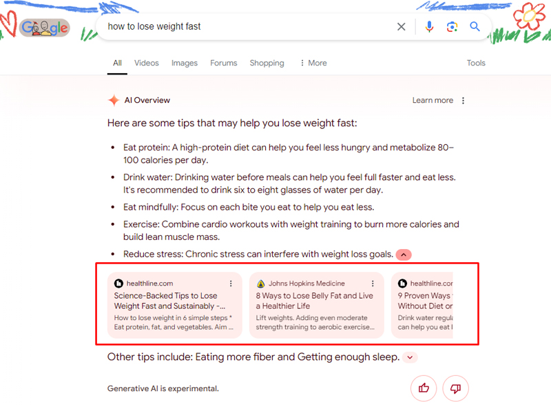 Sites faisant autorité classés dans les cartes de liens dans les aperçus de l'IA après la mise à jour Ray