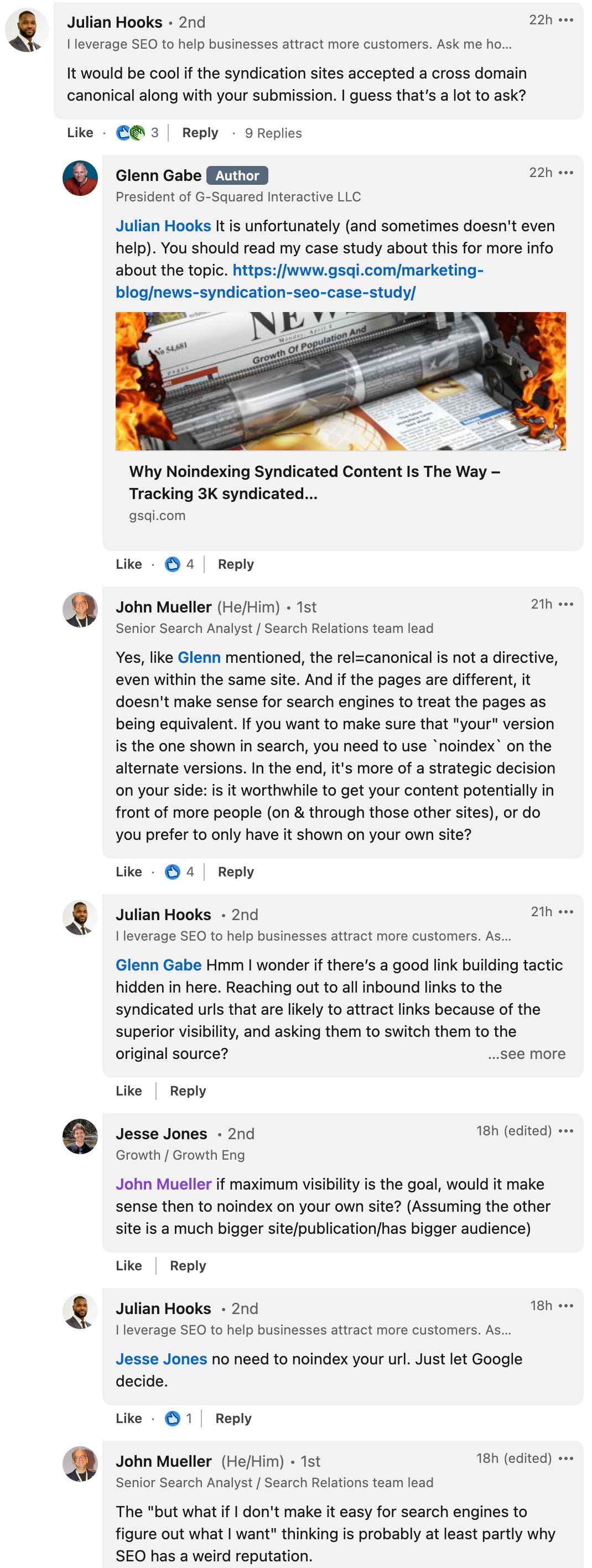 Commentaires Linkedin