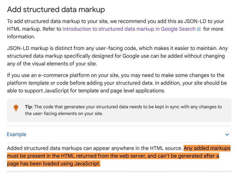 Avertissement Js de données structurées Gmc