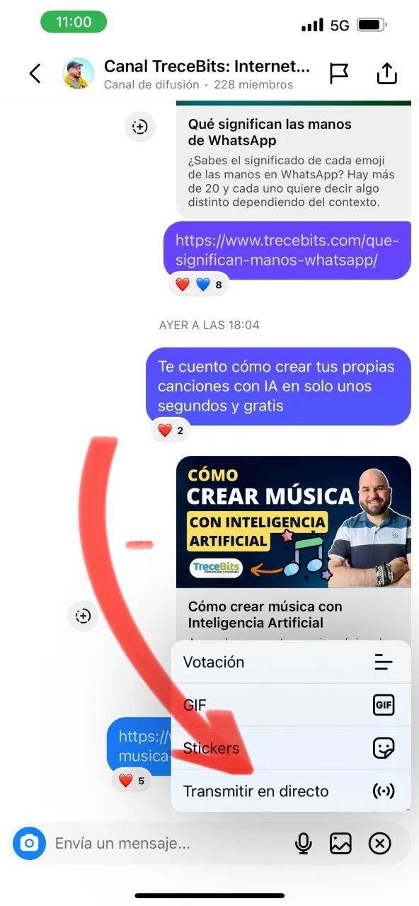 chaîne Instagram directe