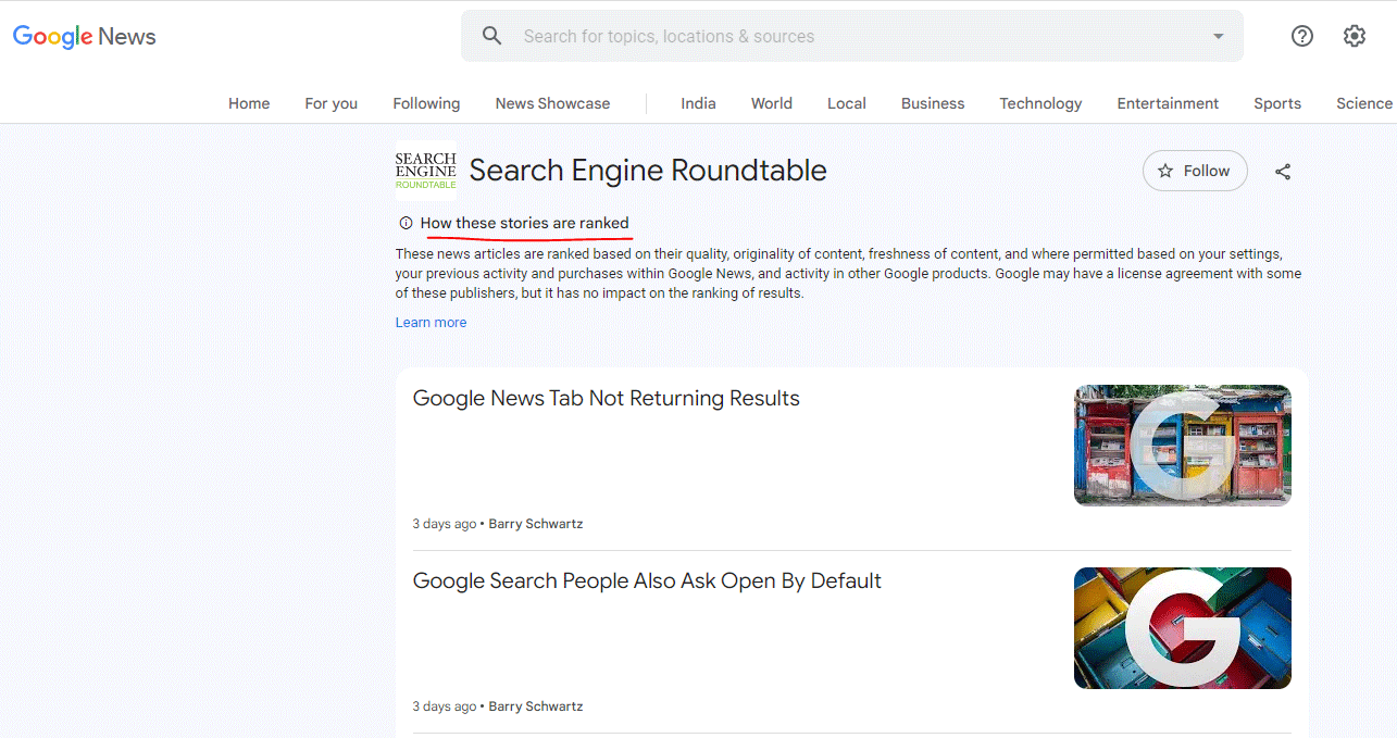 Google Actualités Comment ces histoires sont classées