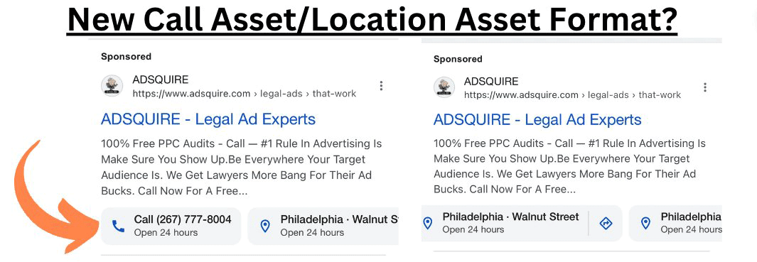 Format d'emplacement des éléments d'appel Google Ads