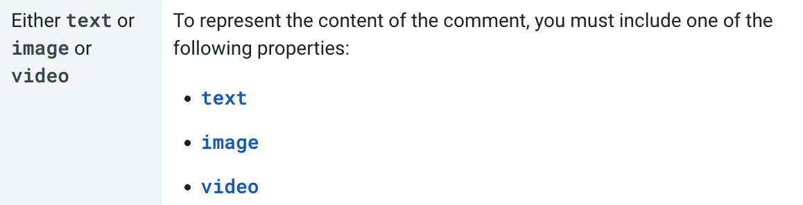 Schéma des commentaires