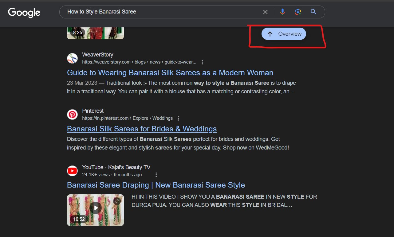 Bouton de retour à la vue d'ensemble de l'IA de Google Search