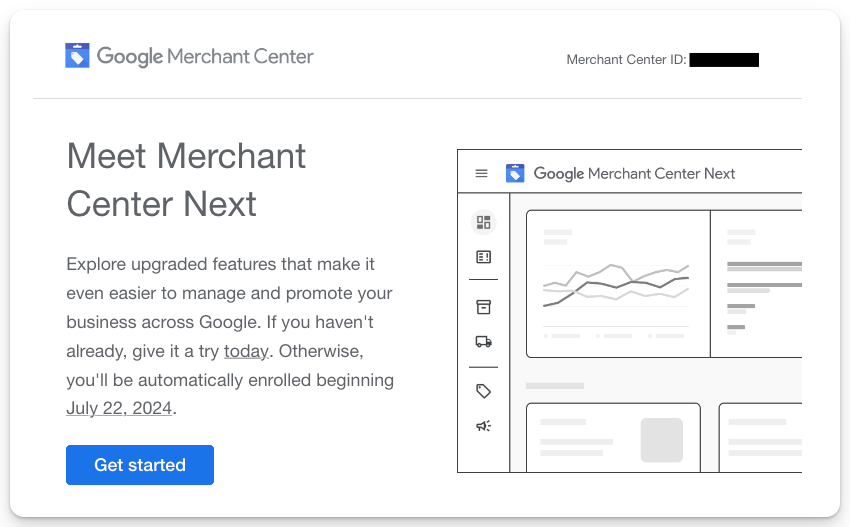 E-mail de Google Merchant Center