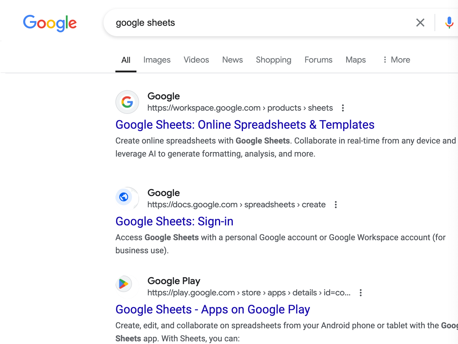 Favicon de nom de site plus grand de Google