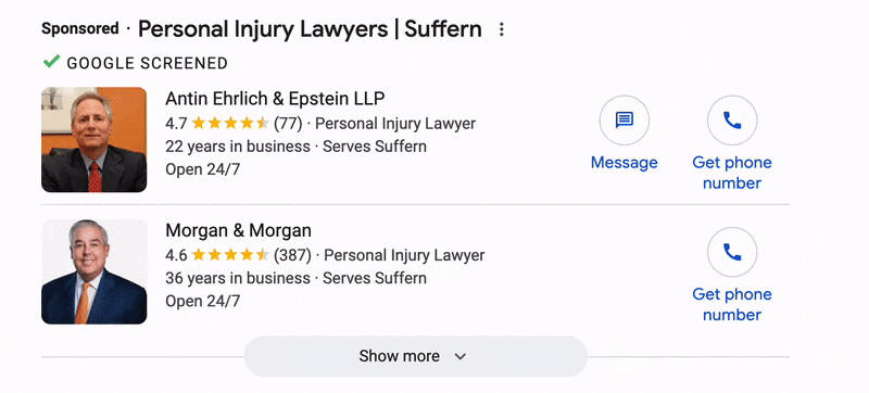Le numéro de téléphone des annonces de services locaux de Google s'étend