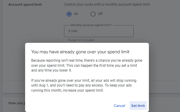 Avis de budget de Google LSA