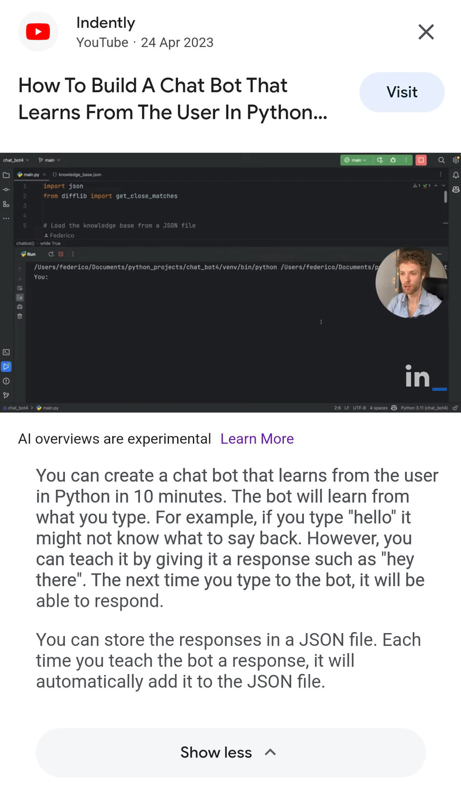 Présentation de Google Ai sur Youtube
