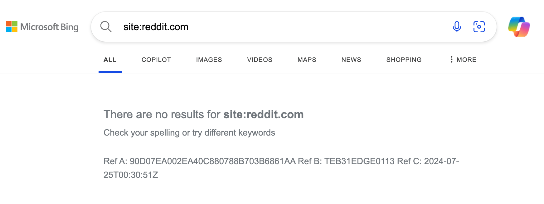 Indice Bing Reddit la semaine dernière