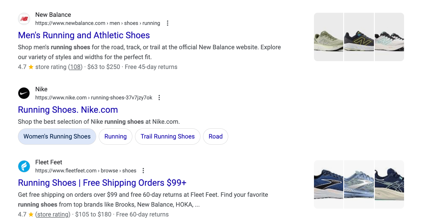 Liens de test de liens de site Google Desktop : liens à bulles bleus au survol