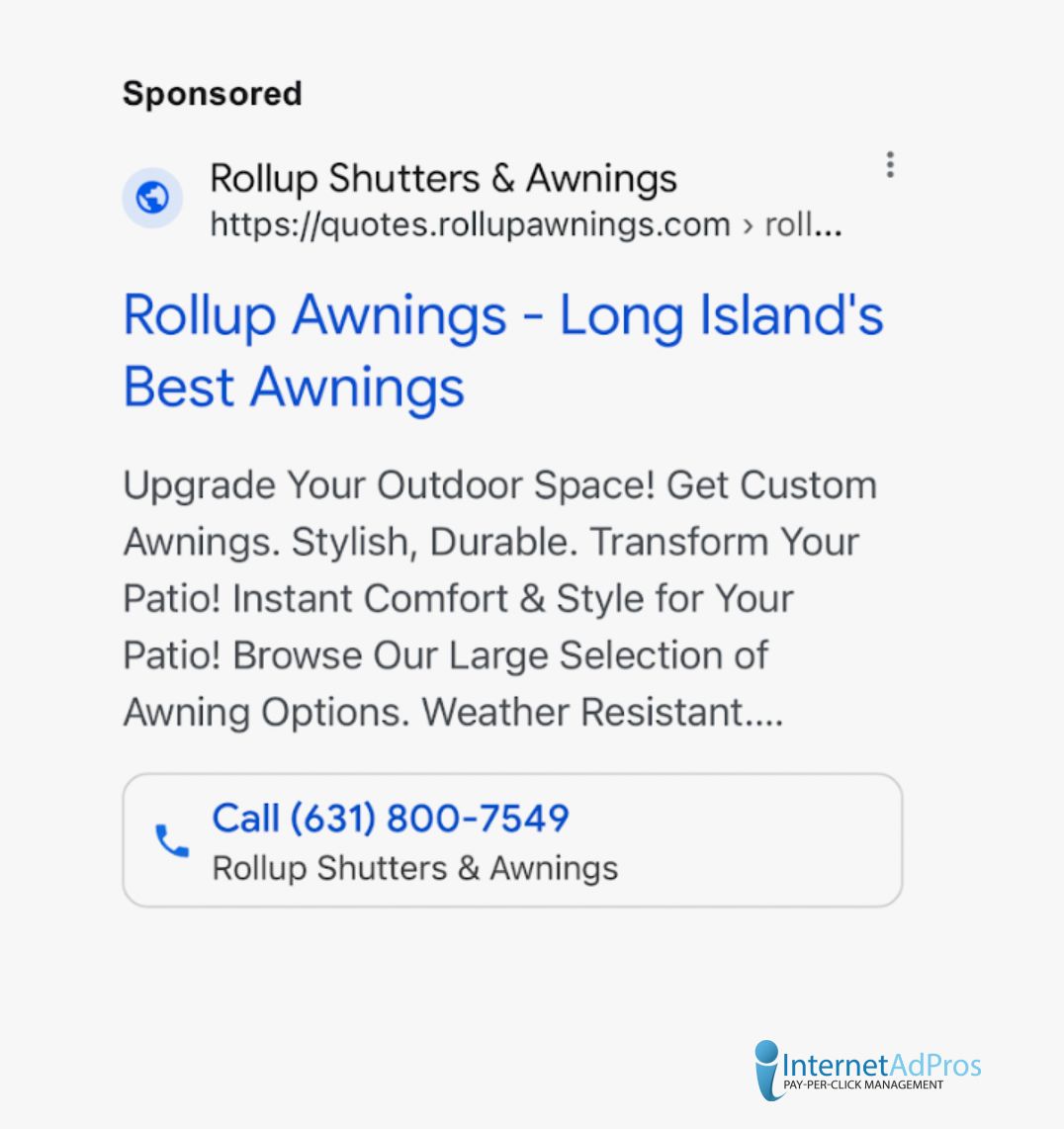 Nom de l'entreprise de l'extension d'appel Google Ads