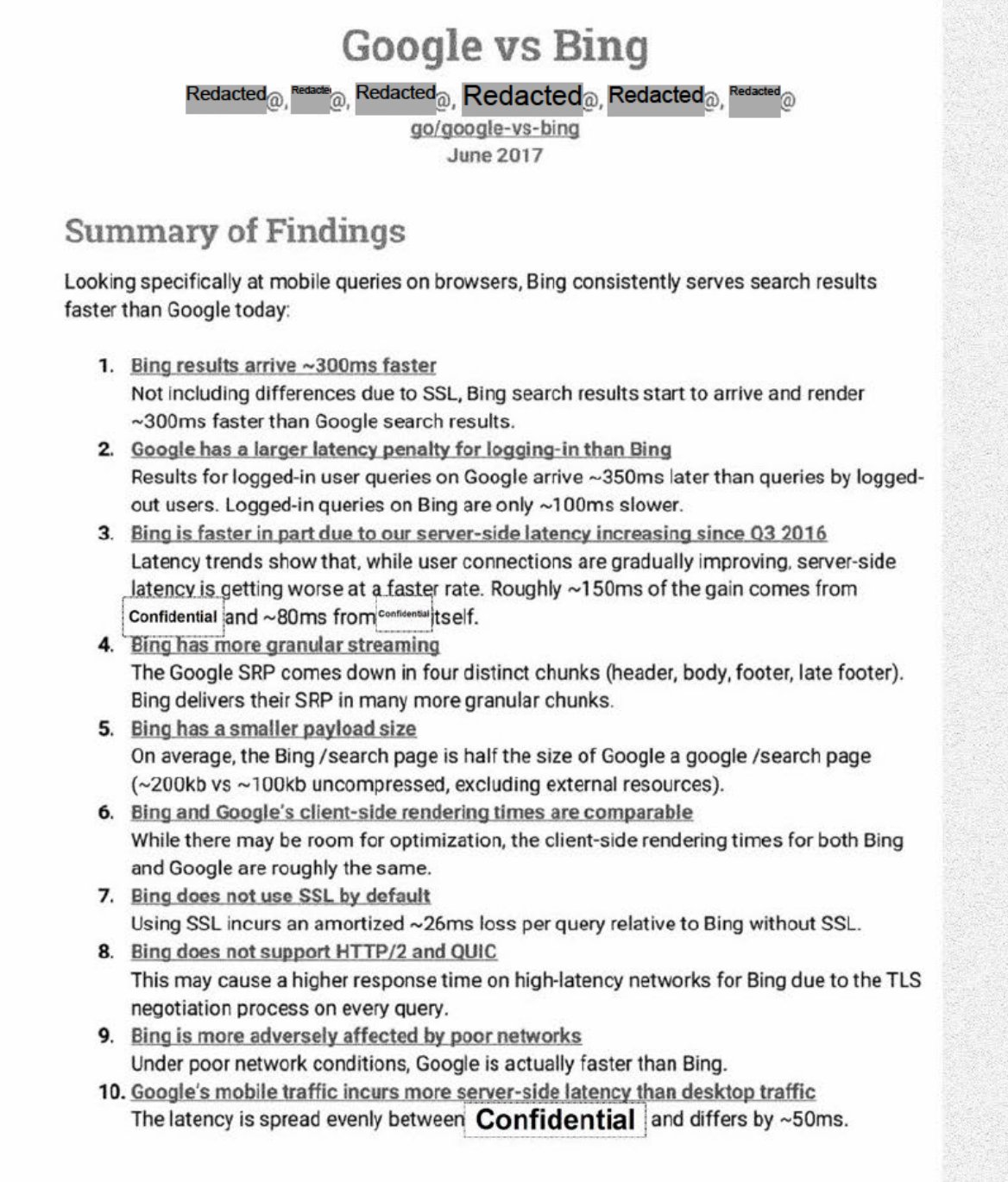 Vitesse de Google vs Bing