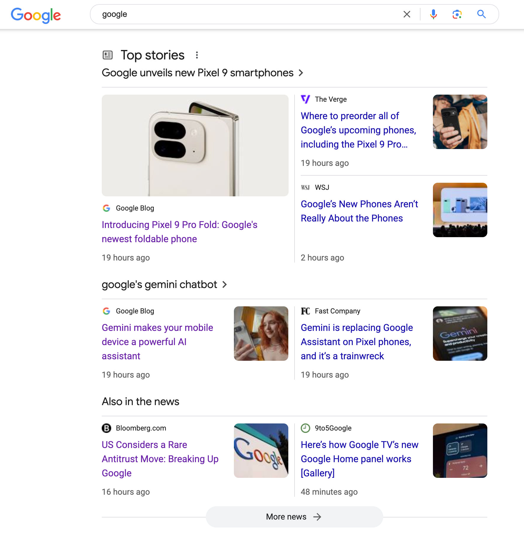 Norme des meilleures histoires de Google