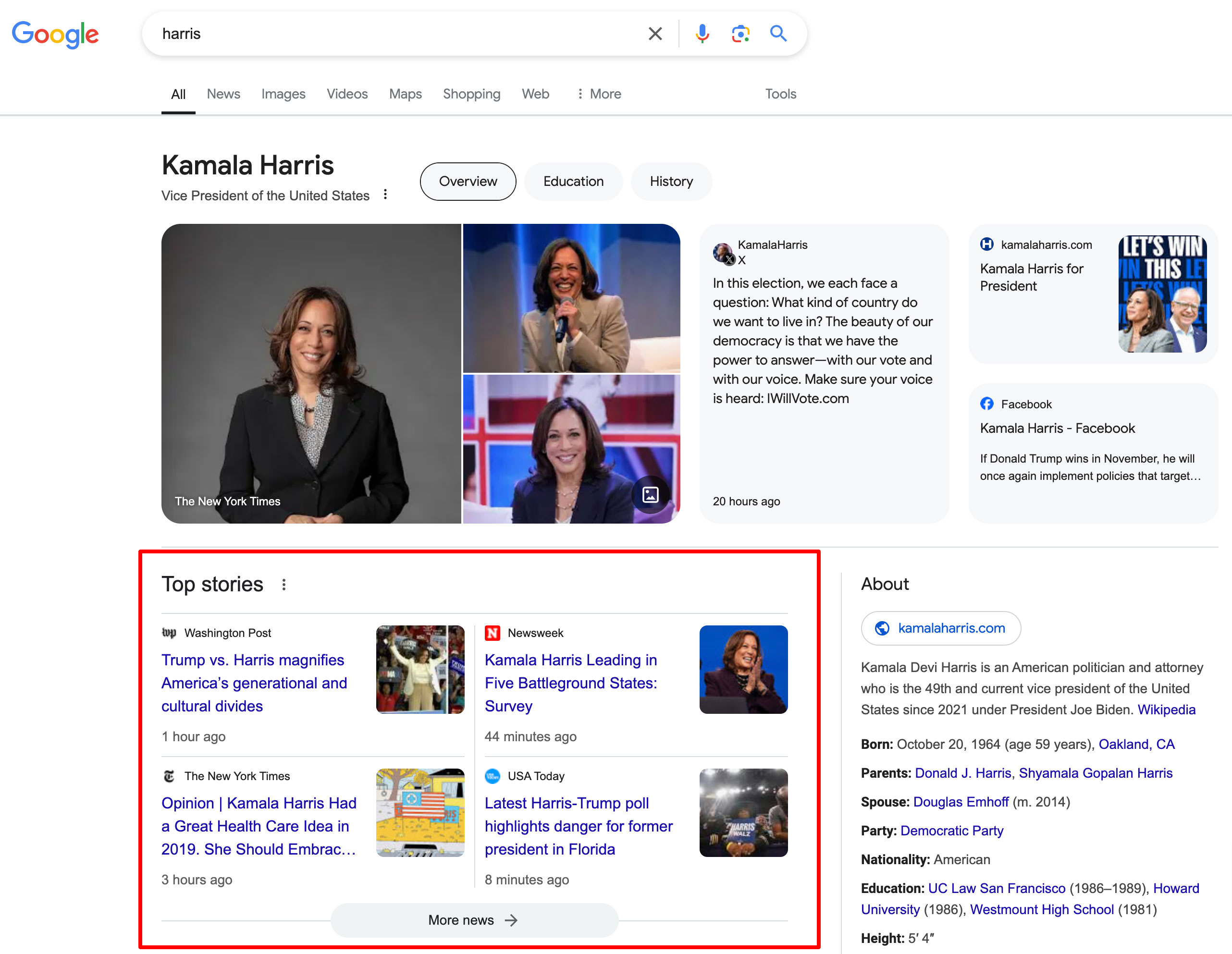Grille 2x2 des meilleurs articles de la recherche Google Harris