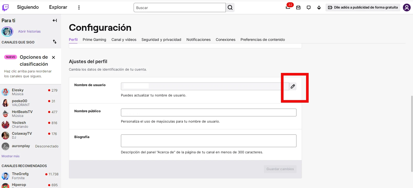 photo montrant comment mettre à jour le nom d'utilisateur sur Twitch