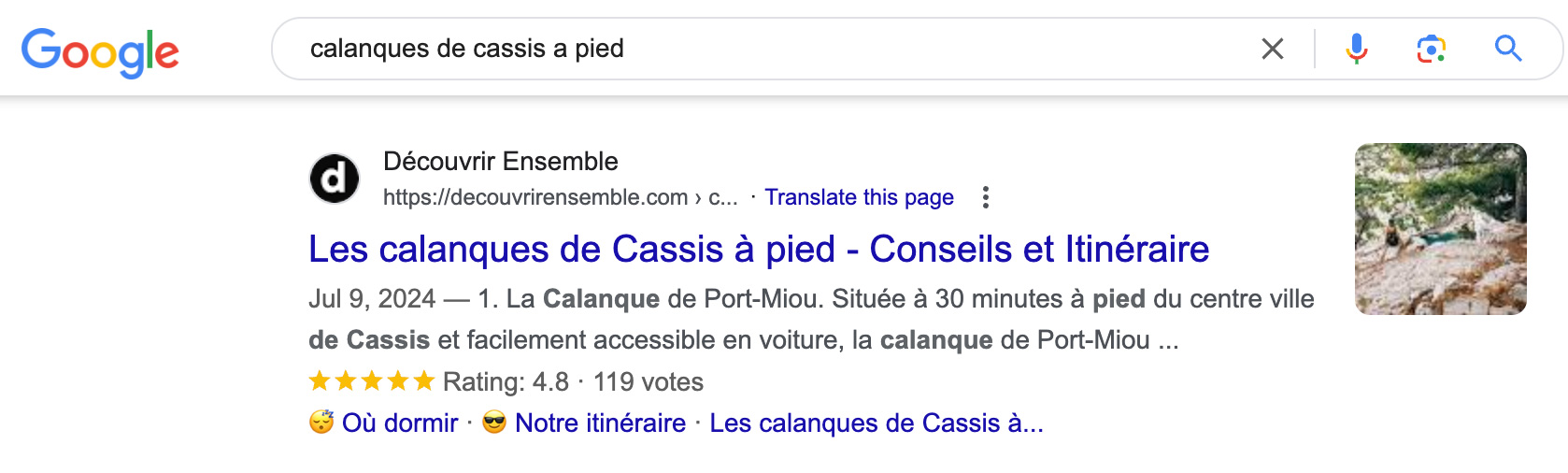 Les vignettes renvoient les résultats de recherche Google2