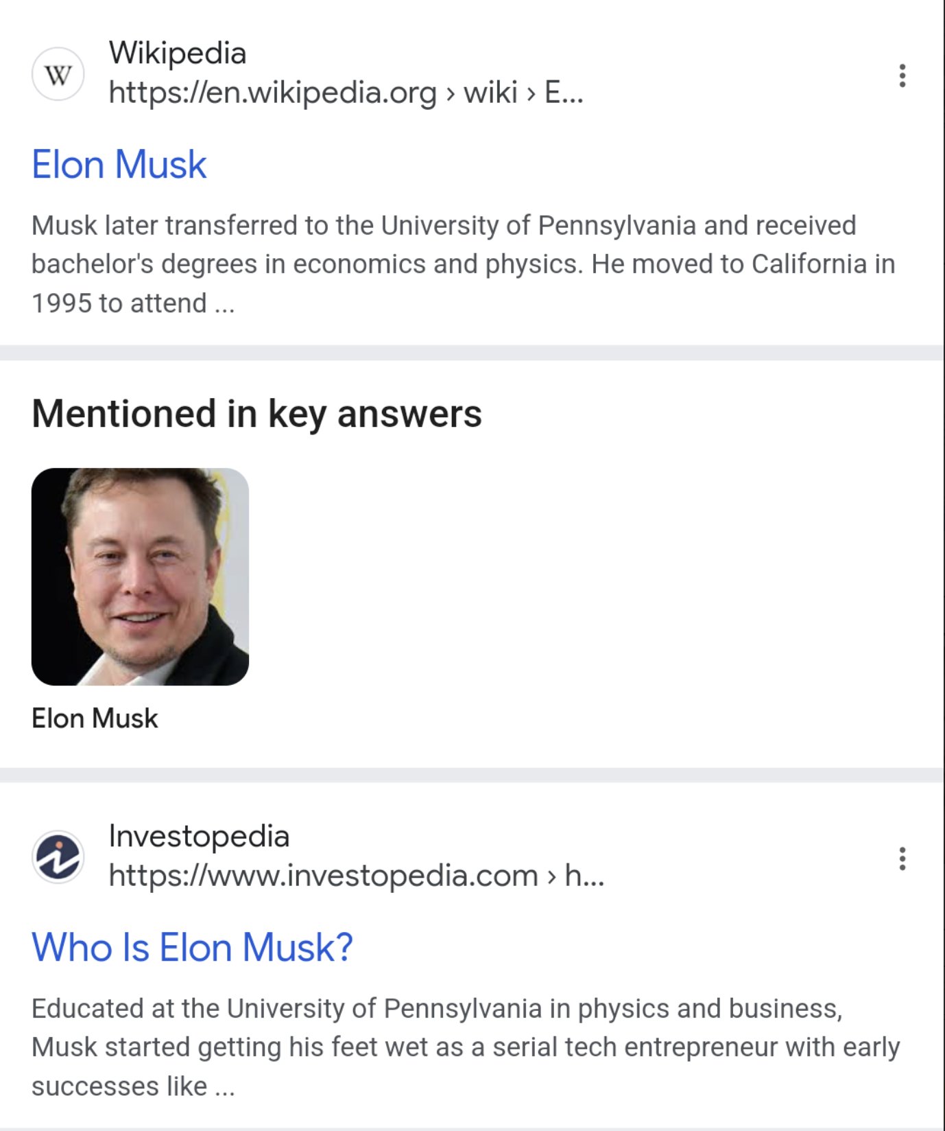 Google mentionné dans les réponses clés