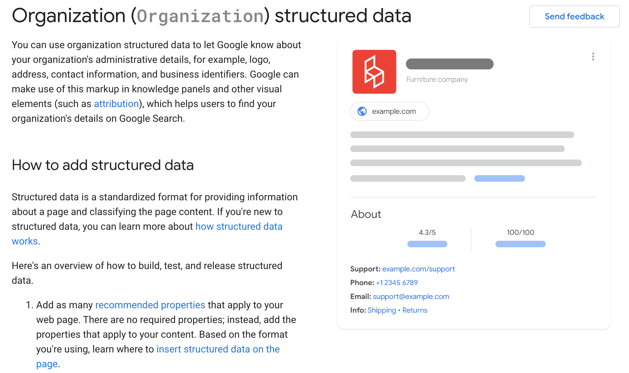 Document sur les données structurées de l'ancienne organisation Google