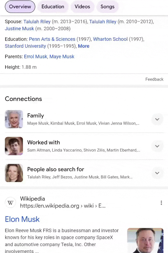 Connexions de recherche Google