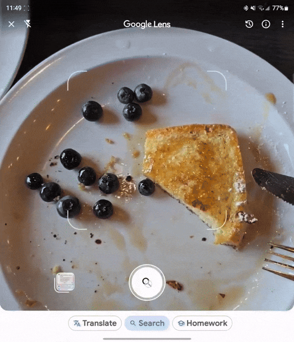 Recherche Google Lens avec vidéo