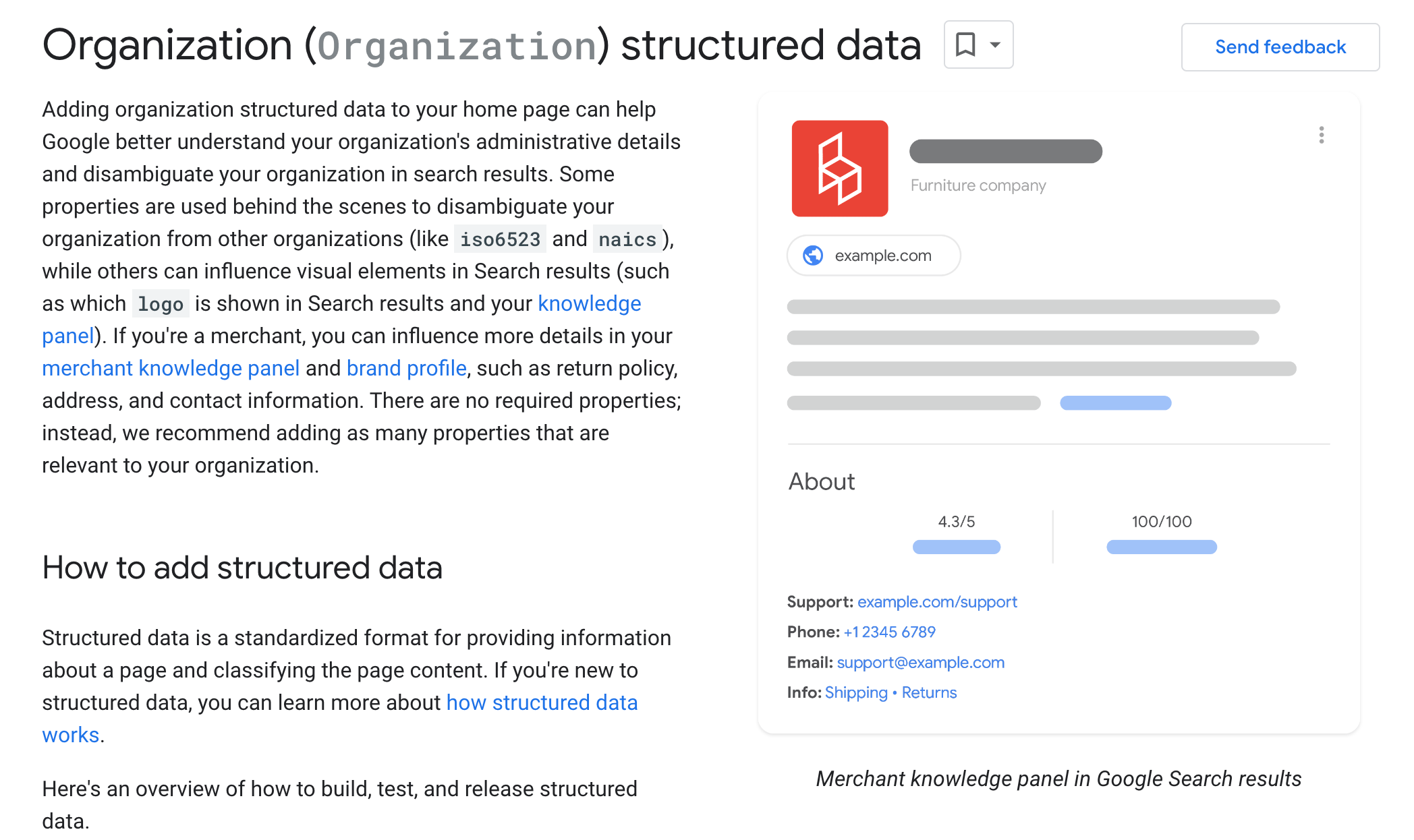 Document sur les données structurées de la nouvelle organisation de Google