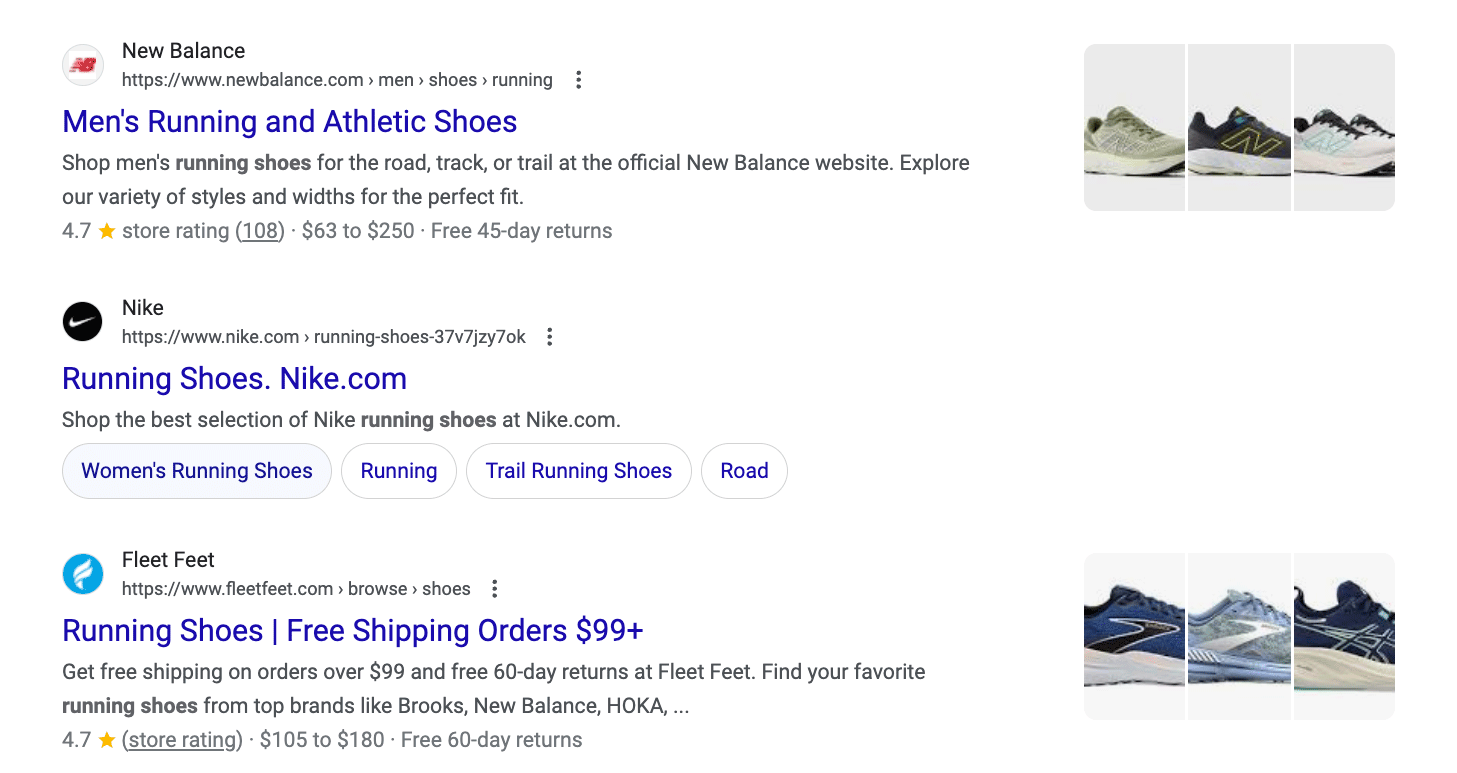 Liens de test de liens de site Google Desktop : liens à bulles bleus au survol