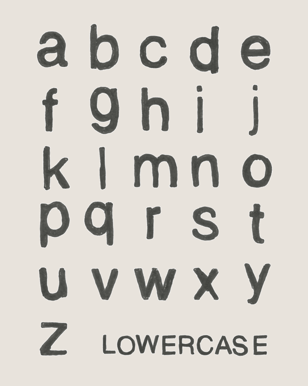 Jeu de lettres minuscules animé au rythme d'un battement de cœur