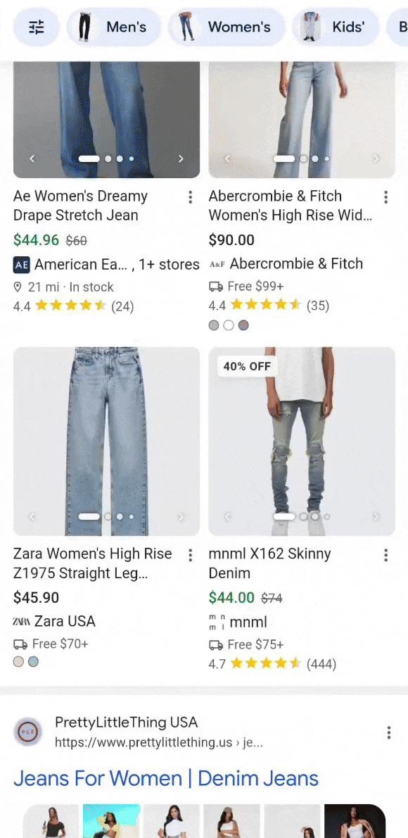 Photos d'évaluation du carrousel de produits Google