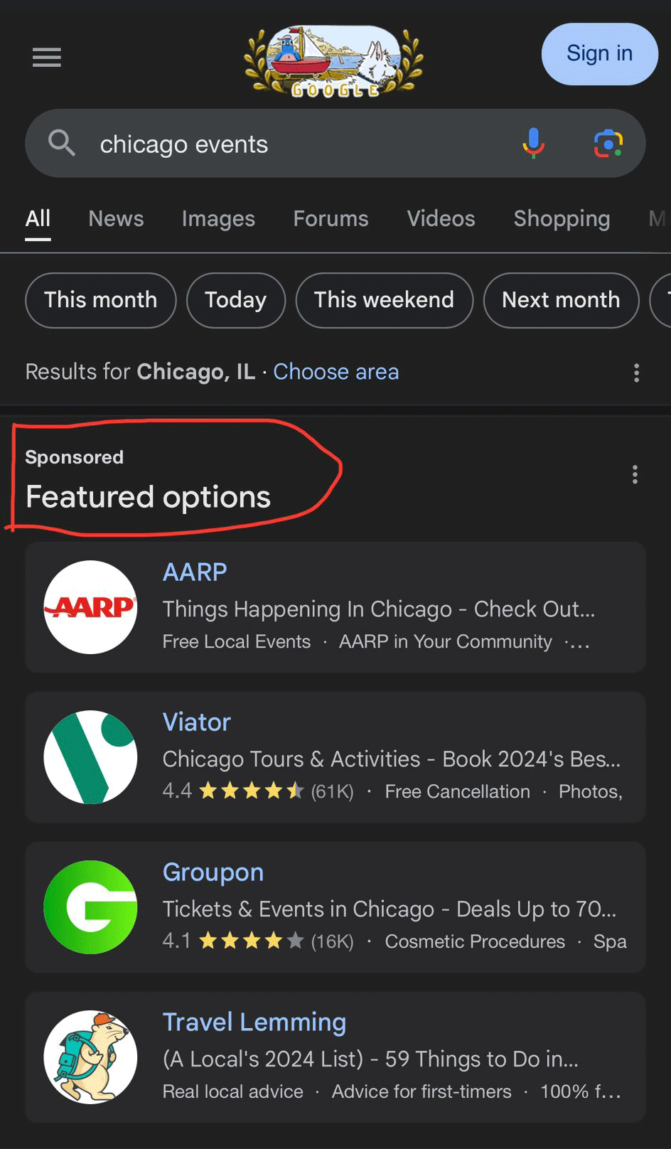 Traitement des options en vedette de Google Ads