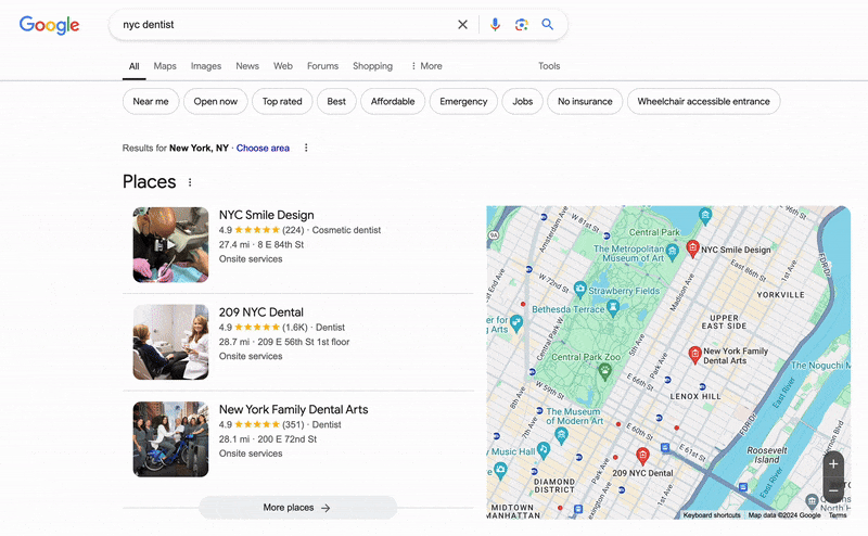 Mise à jour de l'expérience utilisateur de Google Local Pack