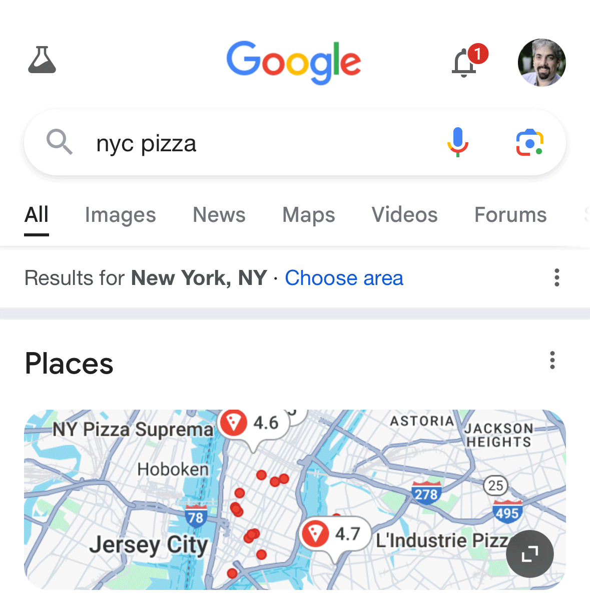 Nouvelle recherche Google Maps Mobile