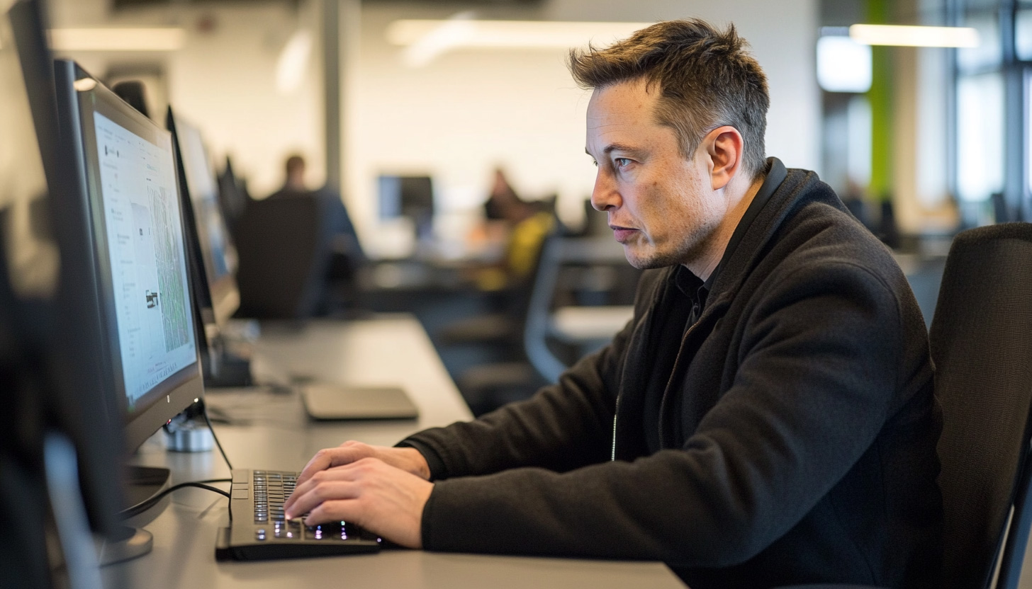 Elon Musk Typing At Computer Made With Ai