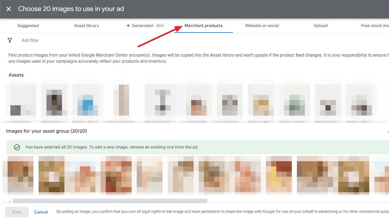 Onglet Produits marchands Google Ads