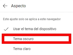 option de thème sombre youtube