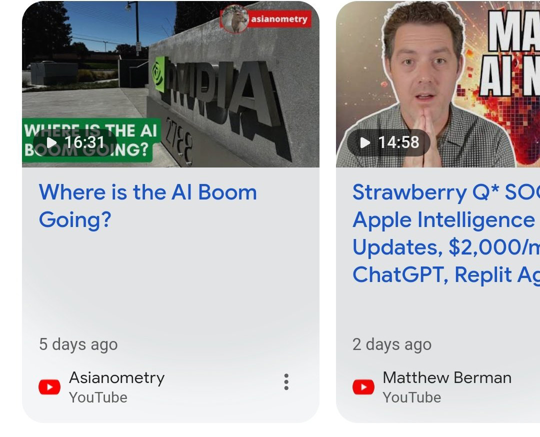 Carrousel de publications récentes de Google Mobile