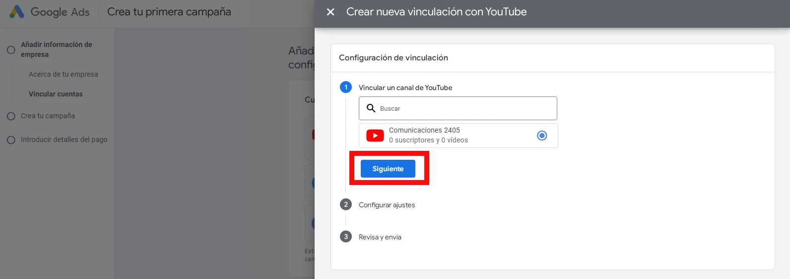 photo de liaison d'une chaîne YouTube
