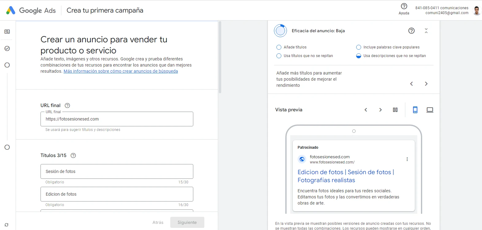 photo d'annonce créée